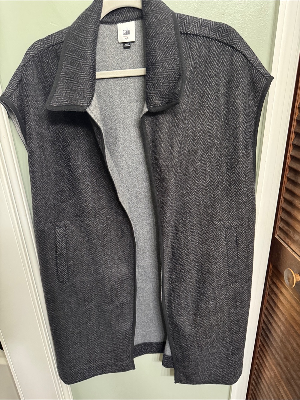 CAbi Charcoal Herringbone Men's Vest